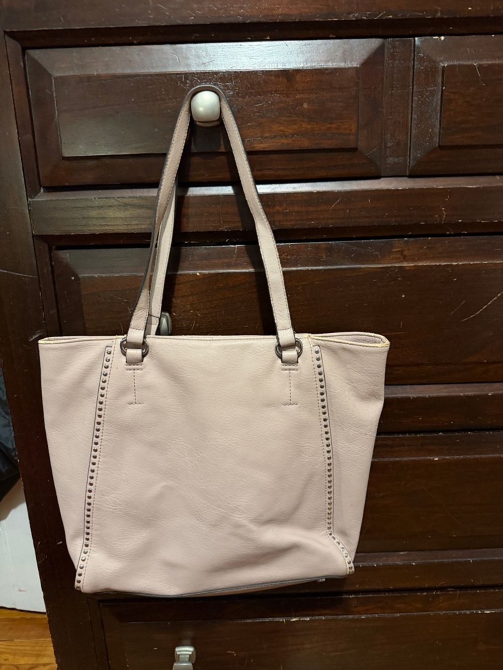 INC International Concepts Blush Pink Stud-Trim Tote